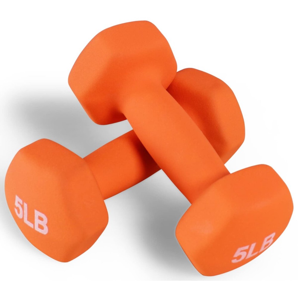 Fitvids Neoprene Dumbbell Hand Weights - Anti-Slip - (5-Pound, Pair) - (5-Pound, Pair)