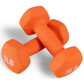Fitvids Neoprene Dumbbell Hand Weights - Anti-Slip - (5-Pound, Pair) - (5-Pound, Pair)