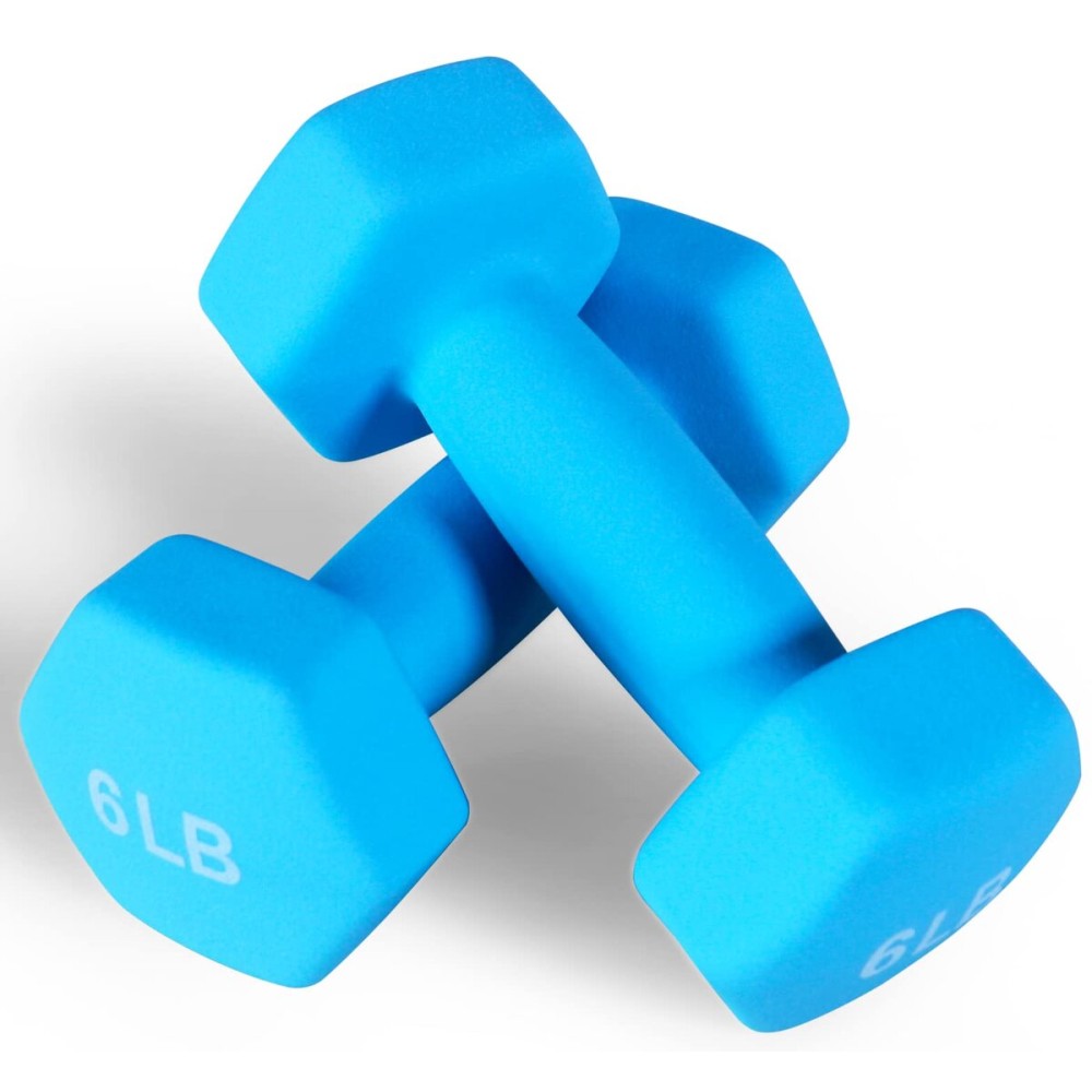 Fitvids Neoprene Dumbbell Hand Weights - Anti-Slip - (6-Pound, Pair) - (6-Pound, Pair)