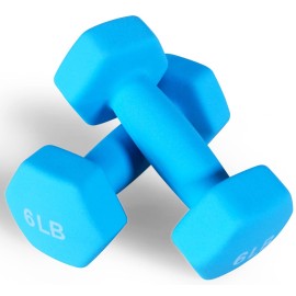 Fitvids Neoprene Dumbbell Hand Weights - Anti-Slip - (6-Pound, Pair) - (6-Pound, Pair)