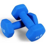 Fitvids Neoprene Dumbbell Hand Weights, Anti-Slip, Anti-roll, Hex Shape Colorful, 4-Pound, Pair