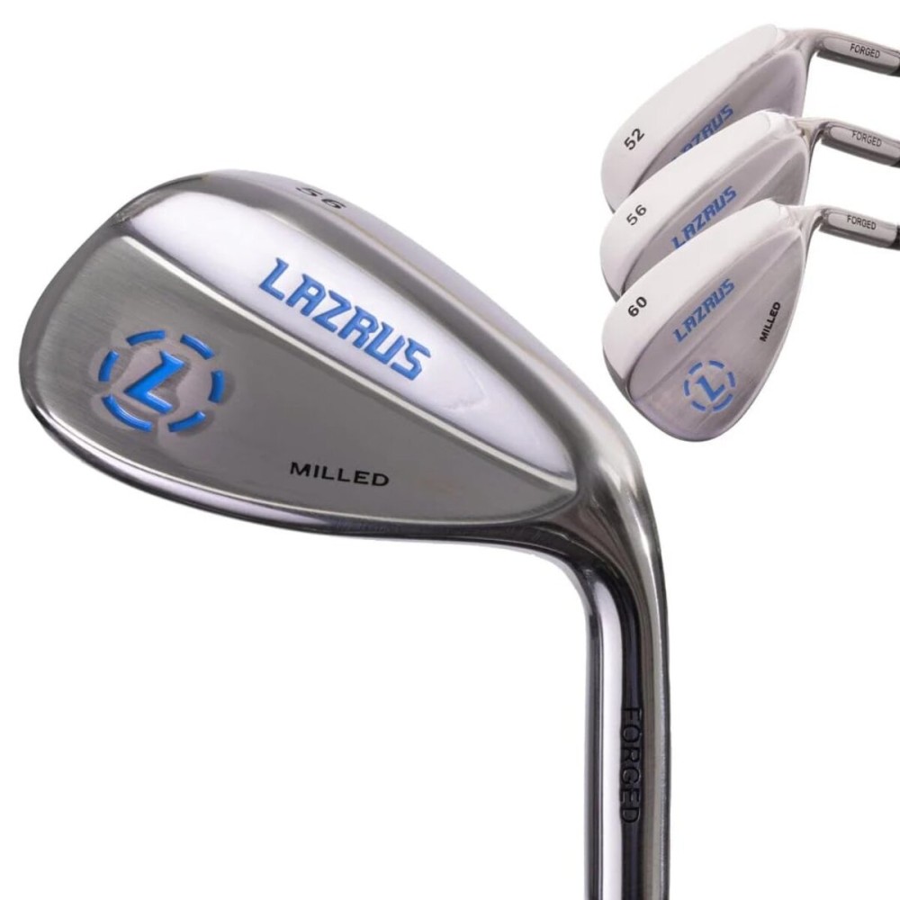 Lazrus Golf | Premium Quality Forged RH 52, 56, 60 Degree Golf Wedge Set for Exceptional Performance, Golf Wedges with Micro Milled Face for Enhanced Spin | Clubs for Men (Silver, RH 52,56,60 Set)