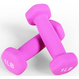 Fitvids Neoprene Dumbbell Hand Weights - Anti-Slip - (1-Pound, Pair) - (1-Pound, Pair)
