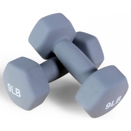 Fitvids Neoprene Dumbbell Hand Weights - Anti-Slip - (9-Pound, Pair) - (9-Pound, Pair)