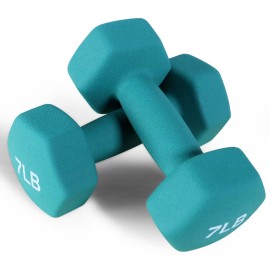 Fitvids Neoprene Dumbbell Hand Weights - Anti-Slip - (7-Pound, Pair) - (7-Pound, Pair)