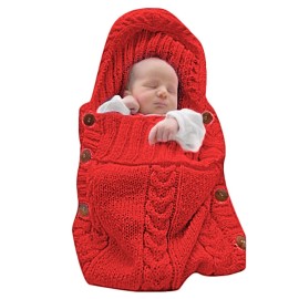 XMWEALTHY Newborn Baby Wrap Swaddle Blanket Knit Sleeping Bag Receiving Blankets Stroller Wrap for Baby(Red) (0-6 Month)