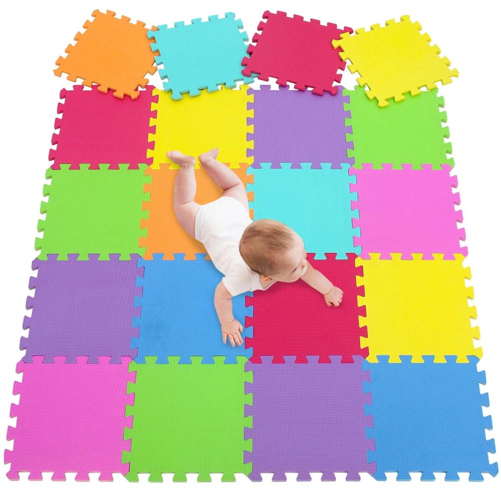 Meiqicool EVA Foam Puzzle Play Mat for Baby - Non Toxic Interlocking Soft Floor Tiles - Kids Toddler Infant Children Room and Yard Exercise Gym Decor - Multi Color20pcs