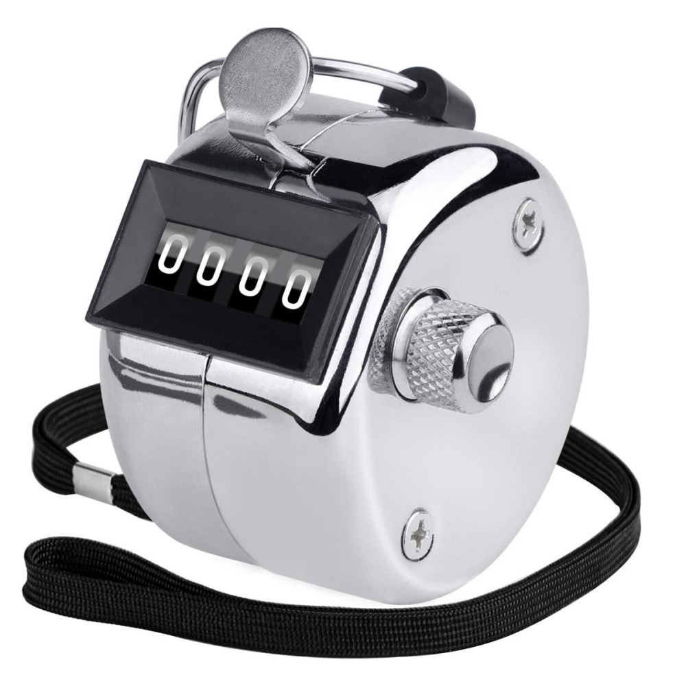 KTRIO Metal Handheld Tally Counter, 4-Digit Number Clicker Counter, Hand Mechanical Pitch Counters for Coaching, Knitting, People, Lap, Fishing, Golf and Row, 1 Pack