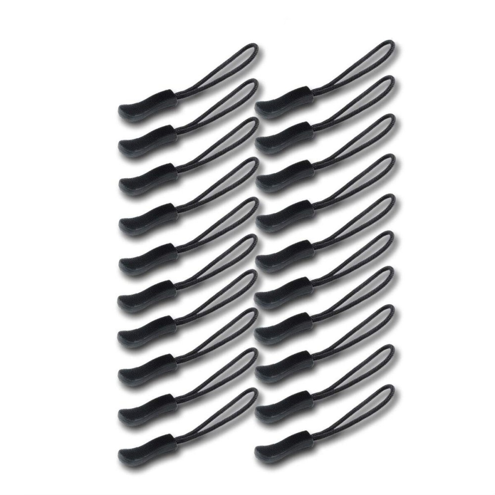 DYZD Durable Zipper Pulls Tab Zipper Tags Cord Pulls Extension Zip Fixer for Backpacks, Jackets, Luggage, Purses, Handbags (Black,20 PCS)
