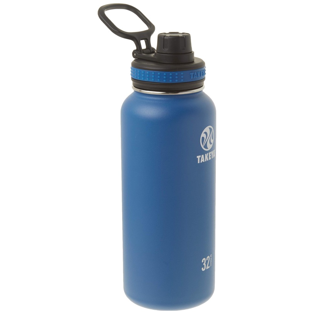 Takeya Originals 32 oz Vacuum Insulated Stainless Steel Water Bottle with Spout Lid, Navy