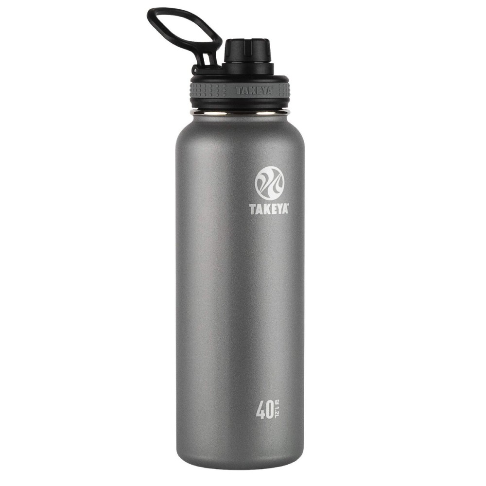 Takeya Originals 40 oz Vacuum Insulated Stainless Steel Water Bottle with Spout Lid, Graphite