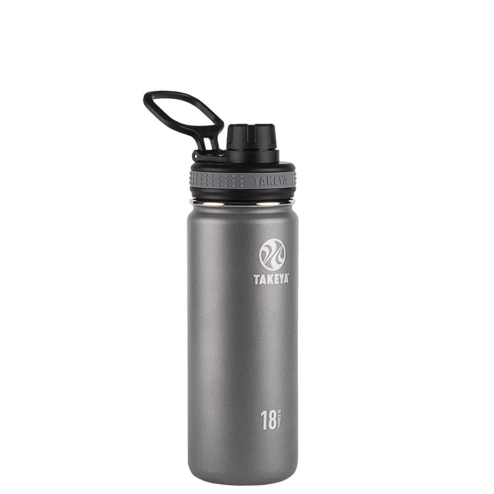 Takeya Originals 18 oz Vacuum Insulated Stainless Steel Water Bottle with Spout Lid, Graphite