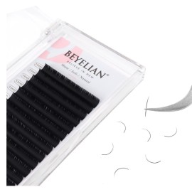 BEYELIAN Flat Eyelash Extension, Ellipse Lash Extensions 0.15 D Curl 11mm 16 Rows Matte Black Eyelash Extension Supplies Classic Lash Extensions Individual Eyelashes Salon Use