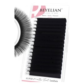 BEYELIAN Ellipse Flat Lash Extension 16 Rows 0.15 C Curl 14mm Single Length Tray Flat Eyelash Extension Matte Black Classic Lash Extensions Professional Supplies