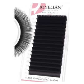 BEYELIAN Ellipse Flat Lash Extension 16 Rows 0.15 C Curl 10mm Single Length Tray Flat Eyelash Extension Matte Black Classic Lash Extensions Professional Supplies