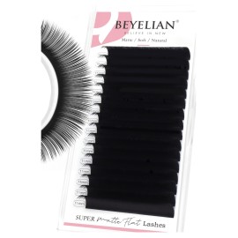BEYELIAN Ellipse Flat Lash Extension 16 Rows 0.15 C Curl 15mm Single Length Tray Flat Eyelash Extension Matte Black Classic Lash Extensions Professional Supplies