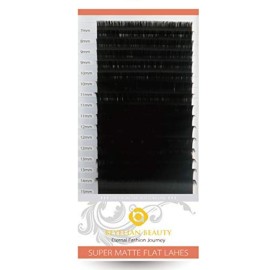 BEYELIAN Ellipse Flat Lash Extension 16 Rows 0.15/0.20 C/D Curl 7-15mm Mix & Single Length Tray, Matte Black Classic Eyelash Extensions Supplies (0.15 D 7-15mm)