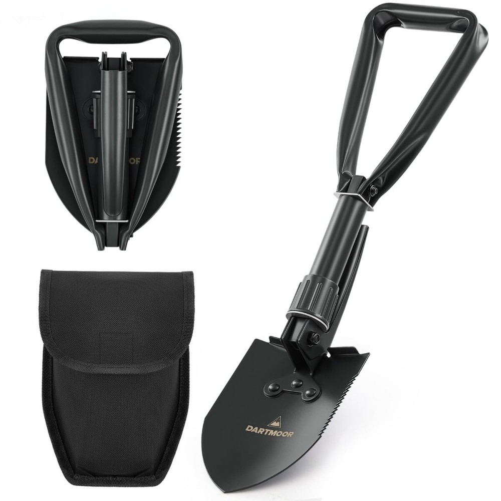 DARTMOOR Mini Folding Shovel High Carbon Steel, Portable Lightweight Outdoor Tactical Survival Foldable Mini Shovel, Entrenching Tool, Camping, Hiking, Digging, Backpacking, Car Emergency