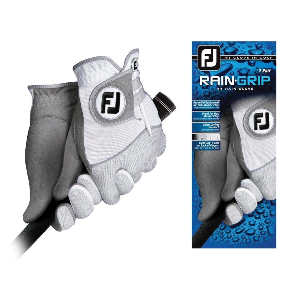 FootJoy Men\'s RainGrip Pair Prior Generation Golf Glove White Large, Pair