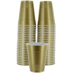 Amcrate Disposable Cups, Gold 18-Ounce Plastic Party Cups, Strong and Sturdy for Wedding, Christmas, Halloween, 50 Pack