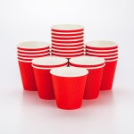 Restaurantware 8 Ounce Double Wall Disposable Coffee Cups, 25 Insulated Red Paper Tumblers With Ripple Wall Design, Lids Sold Separately for Hot Drinks like Tea, Hot Chocolate, and More