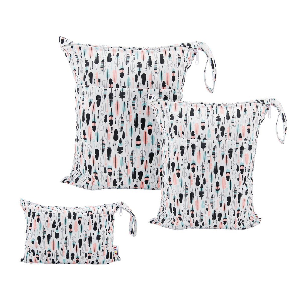 ALVABABY 3pcs Baby Cloth Diaper Wet Dry Bags Waterproof Reusable with Two Pockets Travel Beach Pool Daycare Soiled Baby Items Yoga Gym Bag for Swimsuits or Wet Clothes 3L-H1