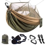 Sunyear Camping Hammock, Portable Single & Double Hammock with Net, 2 Person Hammock Tent with 2 * 10ft Straps, Best for Outdoor Hiking Survival Travel
