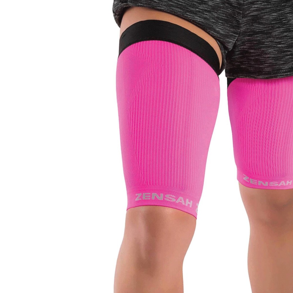 Zensah Thigh Compression Sleeve - Support for Pulled Hamstring, Quad Strain, Groin Compression Wrap for Men and Women (Medium, Neon Pink)