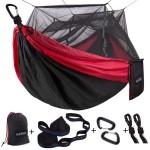 Sunyear Camping Hammock, Portable Single & Double Hammock with Net, 2 Person Hammock Tent with 2 * 10ft Straps, Best for Outdoor Hiking Survival Travel