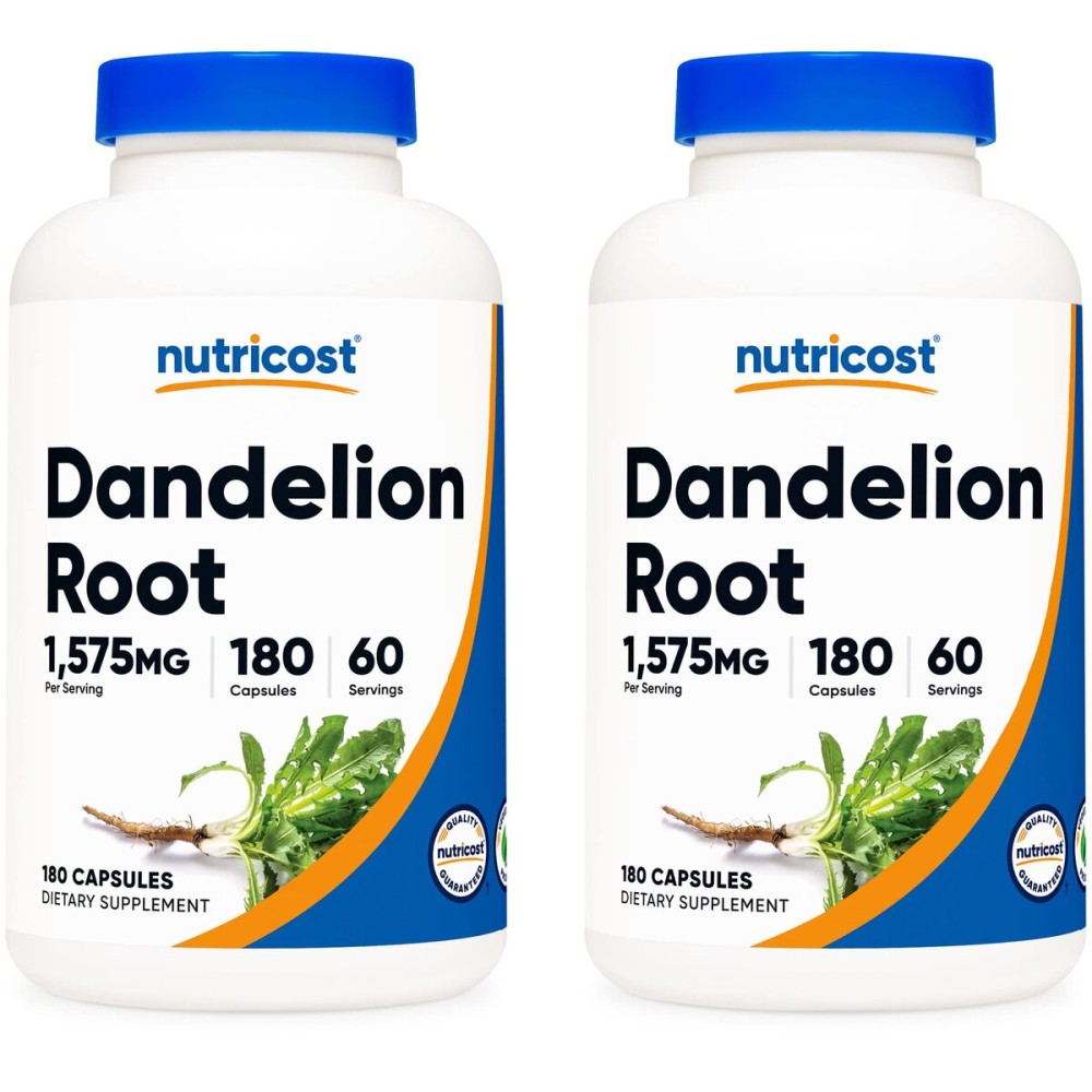 Nutricost Dandelion Root 525mg, 180 Capsules (2 Bottles) - 1575mg Serving, Non-GMO, Gluten Free
