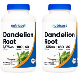 Nutricost Dandelion Root 525mg, 180 Capsules (2 Bottles) - 1575mg Serving, Non-GMO, Gluten Free