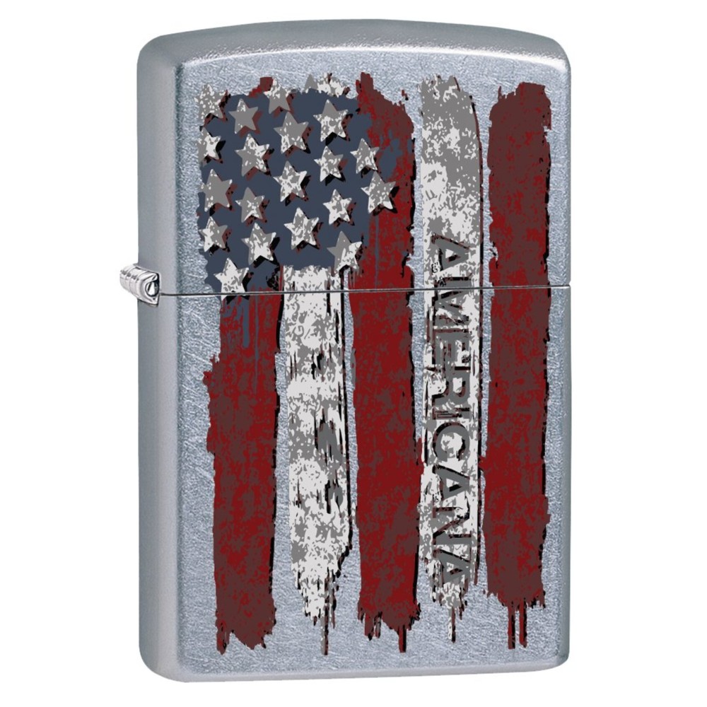Zippo Custom Lighter: United States Flag, Americana - Street Chrome 78480