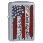 Zippo Custom Lighter: United States Flag, Americana - Street Chrome 78480