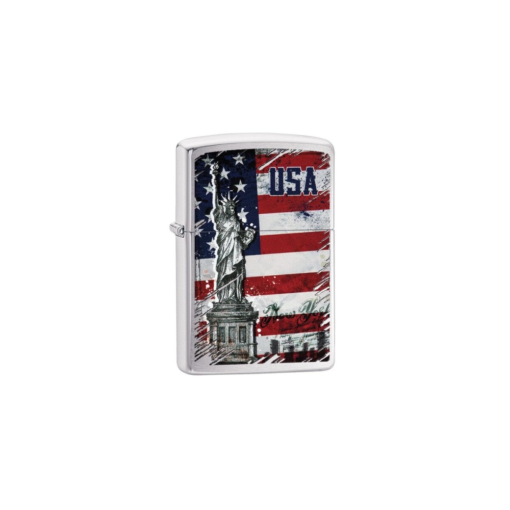 Zippo Statue of Liberty Flag Petrol Lighter - Brass, Stainless Steel 1 x 6 x 6 cm