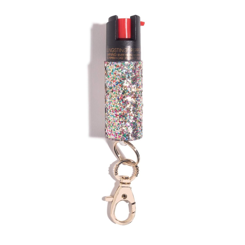 Pepper Spray Maximum Strength Self Defense Keychain for Women, 12-Foot Spray Range & UV Dye - Glitter