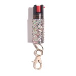 Pepper Spray Maximum Strength Self Defense Keychain for Women, 12-Foot Spray Range & UV Dye - Glitter