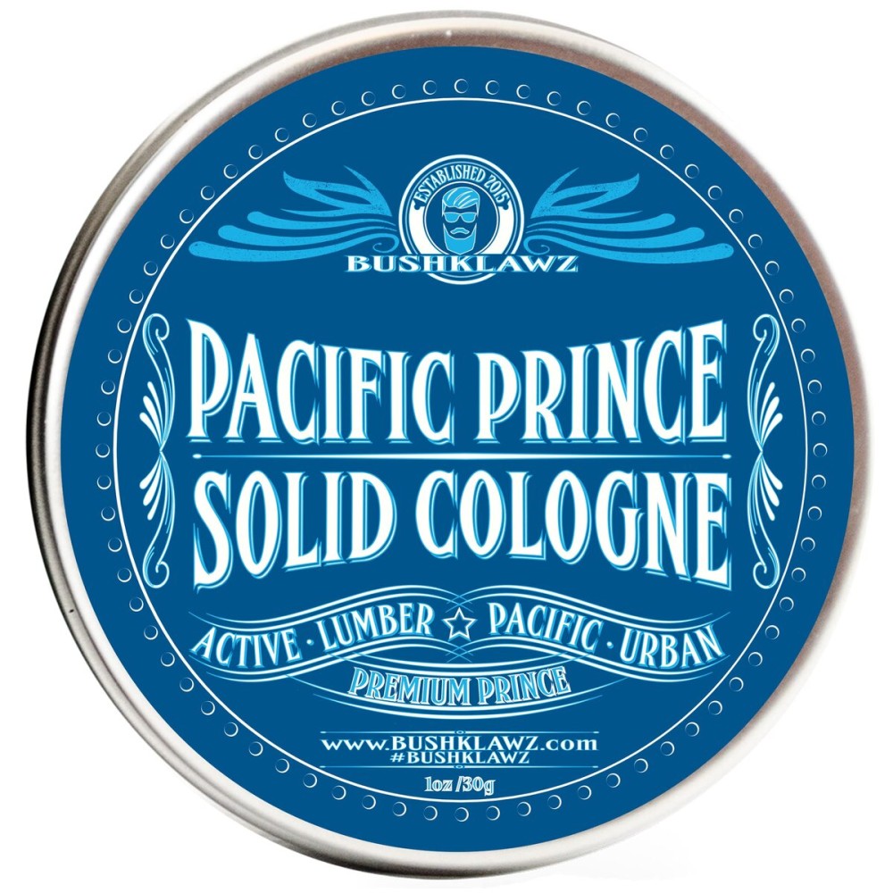 BushKlawz Pacific Prince Solid Cologne 1 oz Full Size Alcohol Free Natural Concentrated Travel Friendly Tins Men\'s Fragrance Manly Scents to Satisfy all Types of Viking Cannon Black Prime