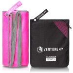 VENTURE 4TH Microfibre Travel Towel - Sports Towel: Packable Personal Microtowel for Athletic Men and Women - Fluffy and Absorbing (Pink-Gray Medium)