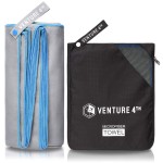 VENTURE 4TH Chamois Travel Towel - Small Sports Towel: Portable Pack Towels for Sea, Summit, Camping, Backpacking, Swimming - Quickdry and Absorbant (Gray-Blue Medium)