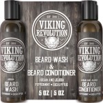 Viking Revolution Beard Care Set with Argan & Jojoba Oils - Softens, Smooths & Nourishes Facial Hair Growth - Peppermint and Eucalyptus Scented Wash & Conditioner (5 oz)
