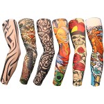 YARIEW 6Pcs Arm Sleeves Fake Tattoos Sleeves to Cover Arms Sun Protection Sleeve Covers for Men and Women (Set 6)