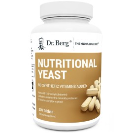 Dr. Berg Nutritionals Yeast Tablets - Natural B12 Added - All 8 B Vitamin Complex - Organic Vanilla Flavor - 270 Vegan Tablets Dietary Supplements