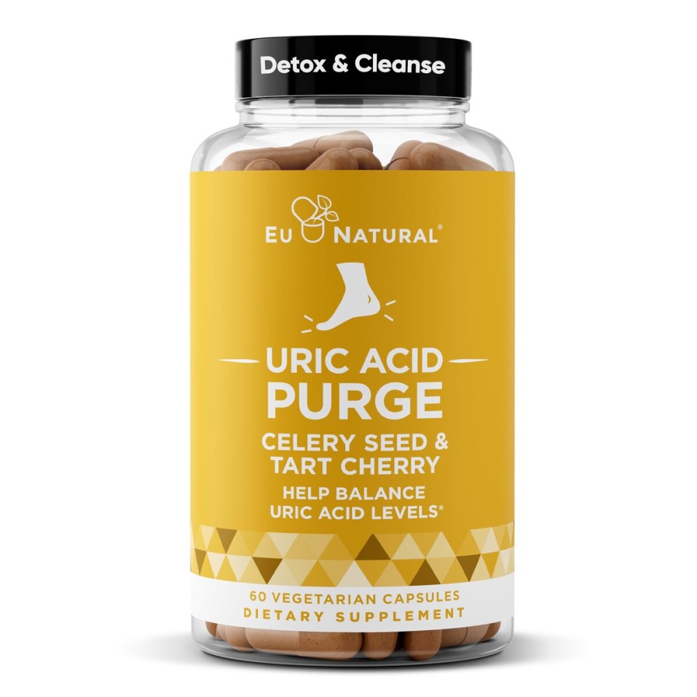 Purge Uric Acid Flush - Eat & Drink What You Want - Detox and Cleanse with Celery Seed Extract, Tart Cherry & Chanca Piedra for Effective Joint Support & Active Mobility - 60 Soft Vegan Capsules