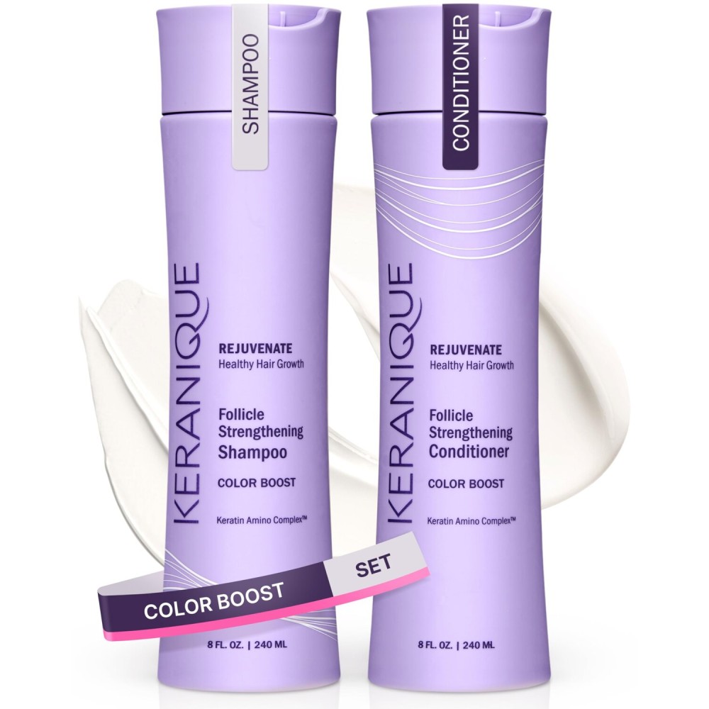 Keranique Color Safe Shampoo and Conditioner - Protect and Extend Color Shampoo and Conditioner for Women with Dry, Fine, Color Treated Hair - Sulfate Free Set for Colored Hair with UV Protection