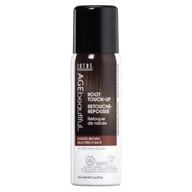 AGE beautiful Root Touch Up Hair Color Spray | Touch-Up Gray Concealer | Temporary Cover Up | Adds Volume & Covers Thinning Patches | Water, Sweat, Stain Resistant | Darkest Brown | 2 Fl Oz