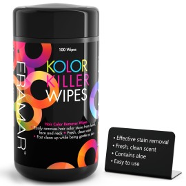 Framar Kolor Killer Wipes - Hair Dye Remover For Skin, Hair Color Remover For Dyed Hair, Gentle on Skin, Pleasant Scent - Wipes Dispenser of 100
