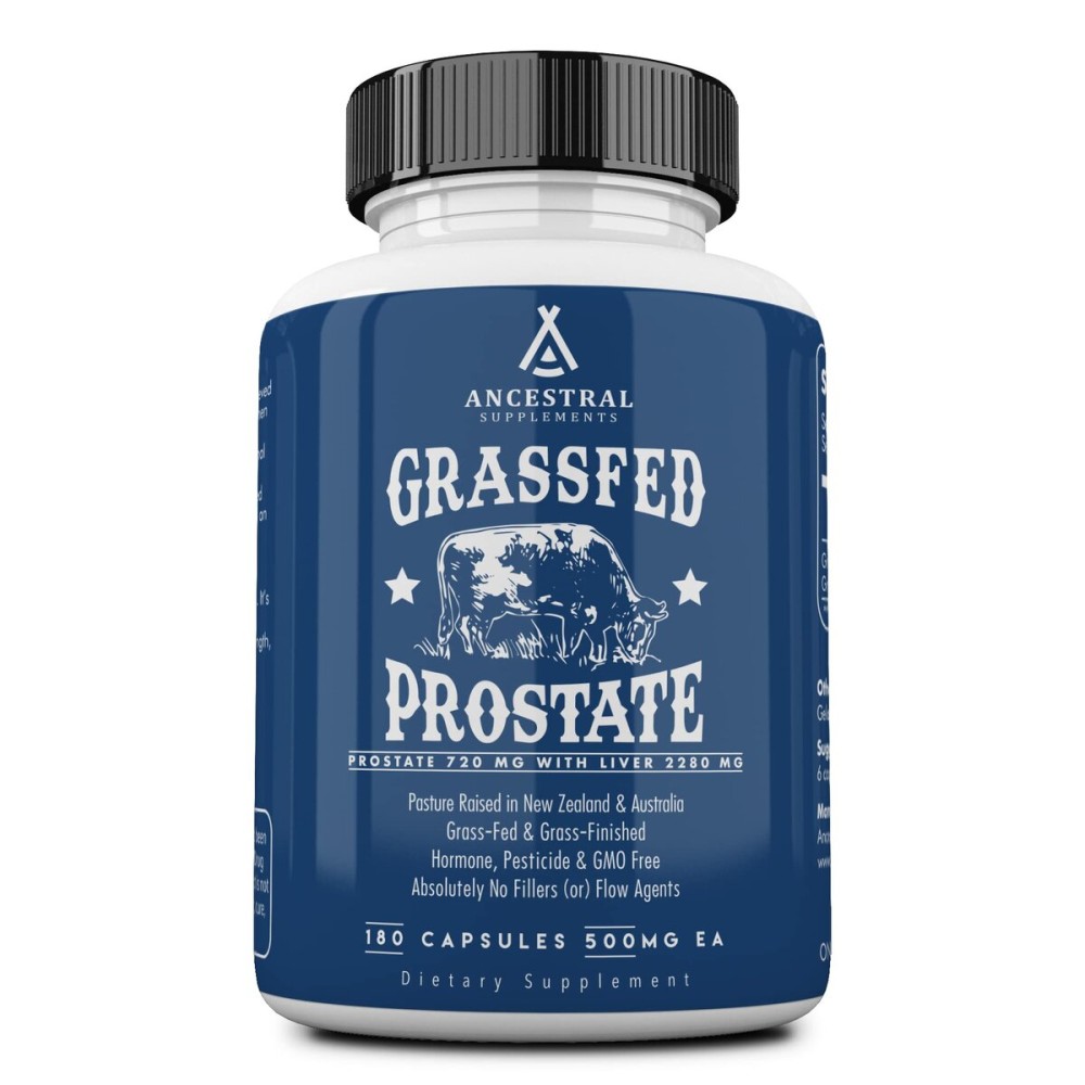 Ancestral Supplements Grass Fed Beef Prostate Supplements for Men with Liver, 3000mg, Prostate Health Support Promotes Men\'s Health, Non-GMO, 180 Capsules