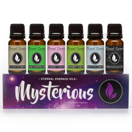 Eternal Essence Oils Mysterious Set of 6 Premium Fragrance Oils - Coconut Lime Verbena, Cabernet & Neroli, Dragons Blood, Wild Watermelon, Monkey Farts, and Black Oak Currant Scented Oils - 10ML