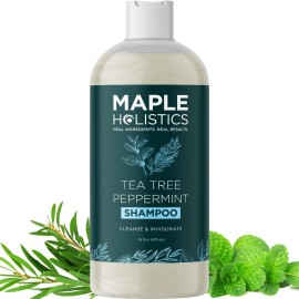 Rosemary Tea Tree Mint Shampoo - Clarifying Shampoo for Build Up and Flakes with Deep Cleansing Peppermint Oil and Tea Tree Essential Oil for Dry Scalp Treatment - Paraben & Sulfate Free (16oz)