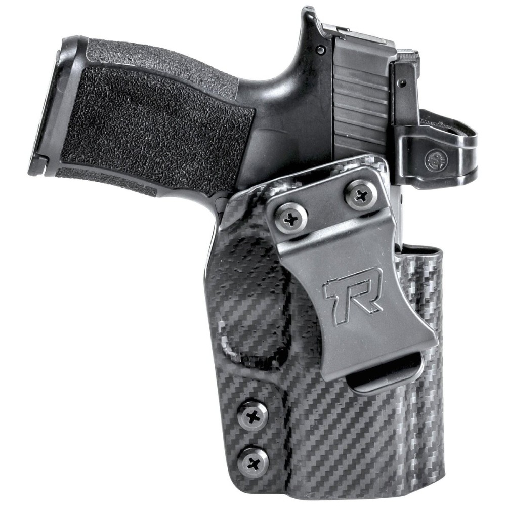 Rounded IWB Holster Fits: Glock 17 19 19X 26 31 32 33 34 45 (G1-5) Holster - RH - Carbon Fiber Black Kydex - Concealment Express - American Made